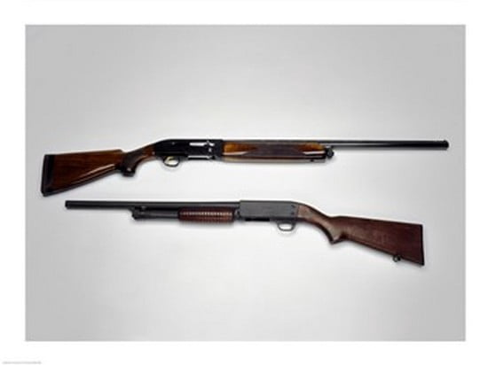 Close-up poster print of a Beretta 20 Ithaca 12-gauge shotgun.