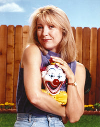 Teri Garr smiling portrait photo print in blue sleeveless shirt.