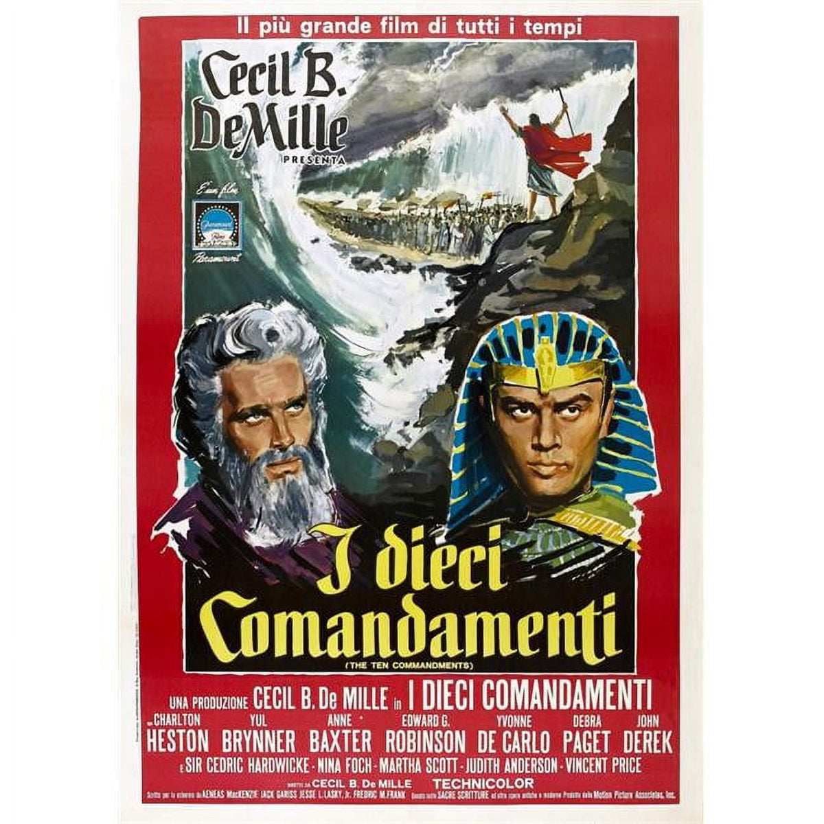 The Ten Commandments movie poster print featuring Charlton Heston and Yul Brynner.