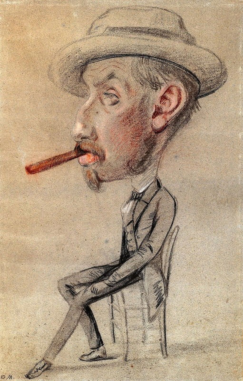 Caricature of a Man with a Big Cigar Poster Print by Claude Monet