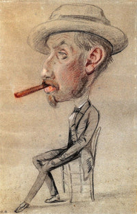 Caricature of a Man with a Big Cigar Poster Print by Claude Monet