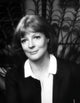 Elegant black and white portrait photo print of Maggie Smith smiling.