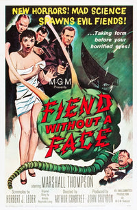 Fiend Without A Face movie masterprint poster featuring Marshall Thompson in towel, 1958.