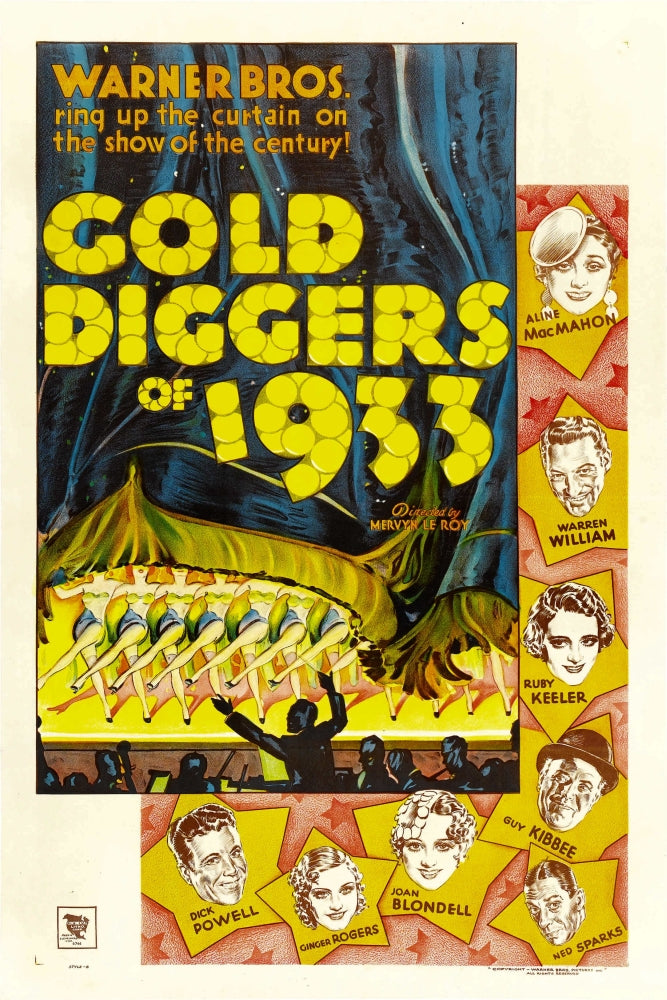 Gold Diggers of 1933 Movie Poster Masterprint featuring Dick Powell, Ginger Rogers, and more.