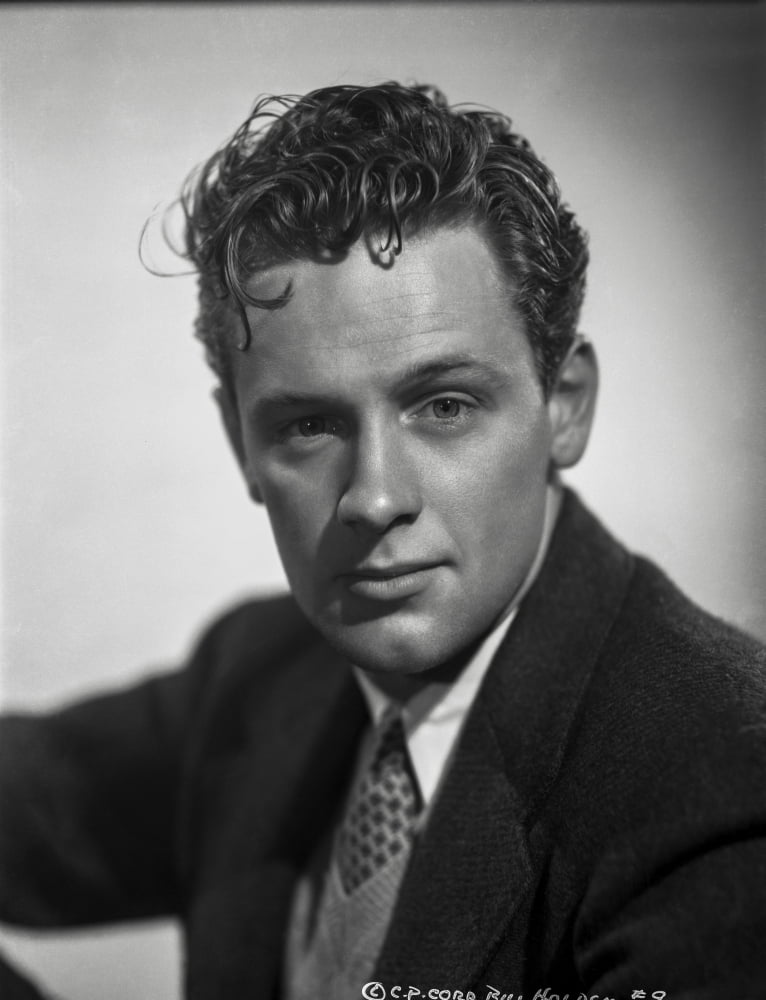 William Holden serious portrait in tuxedo photo print