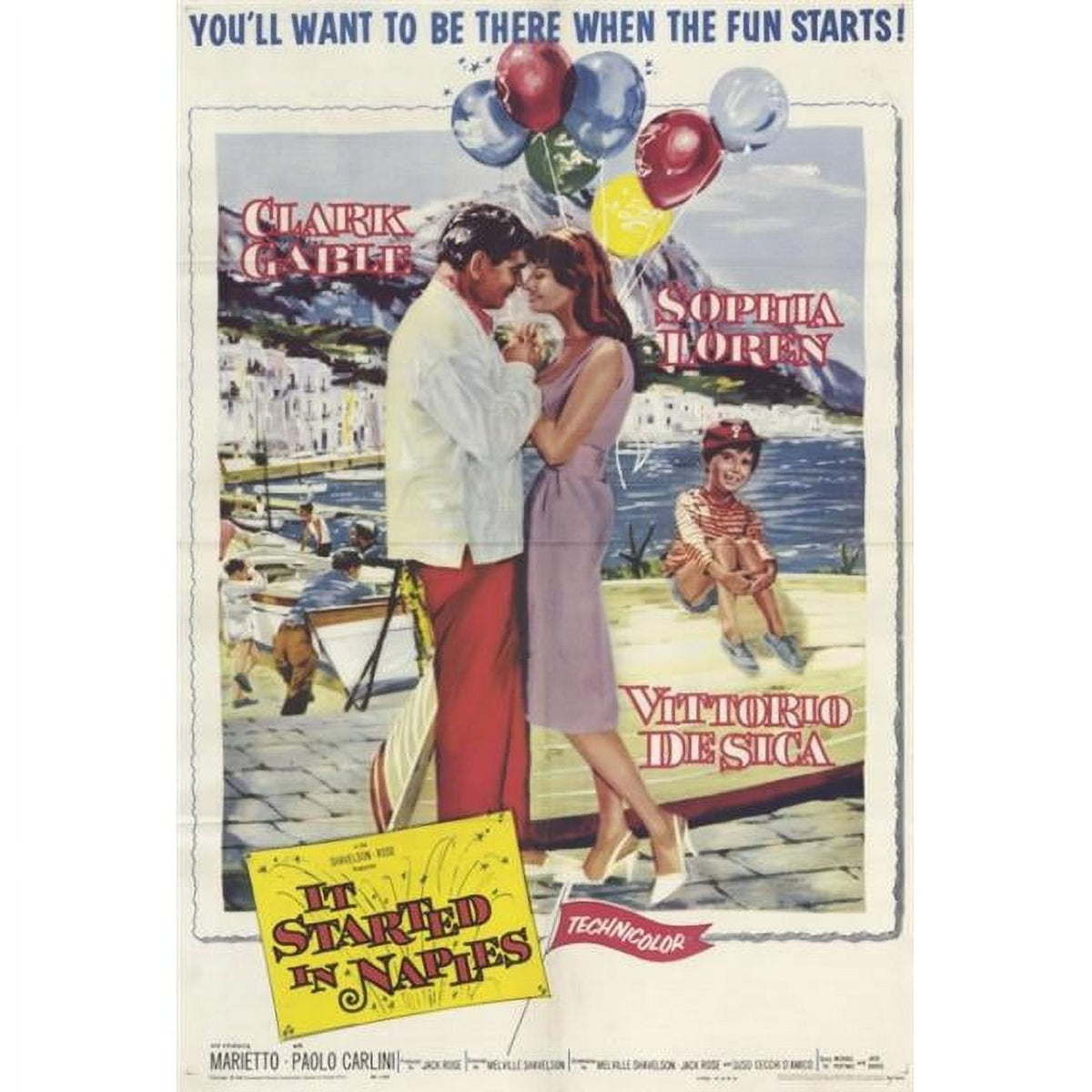 It Started in Naples Movie Poster Print - 27x40, classic cinema decor.
