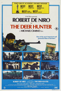 The Deer Hunter movie poster featuring Robert De Niro from the 1978 film.