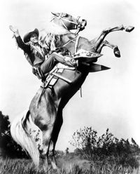 Vintage photo print of Roy Rogers riding Trigger from the 1940s.