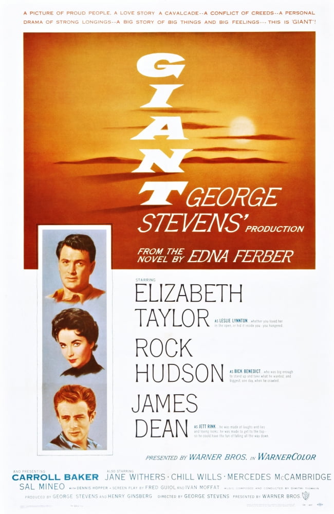 Giant US Art Movie Masterprint featuring Elizabeth Taylor, Rock Hudson, and James Dean