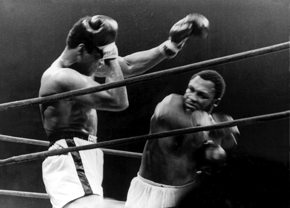 Muhammad Ali fighting Joe Frazier iconic photo print