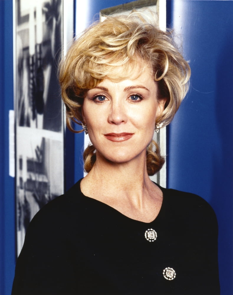 Close-up portrait photo print of Joanna Kerns in black tunic.