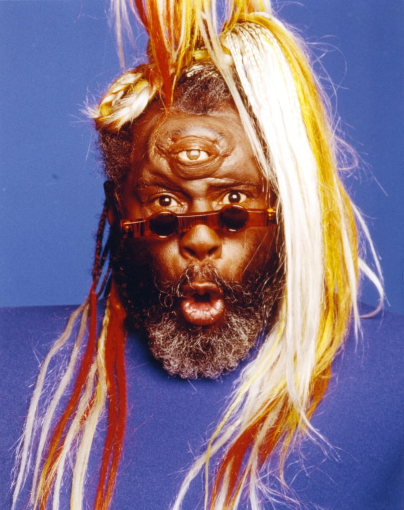 George Clinton portrait photo print with blue background