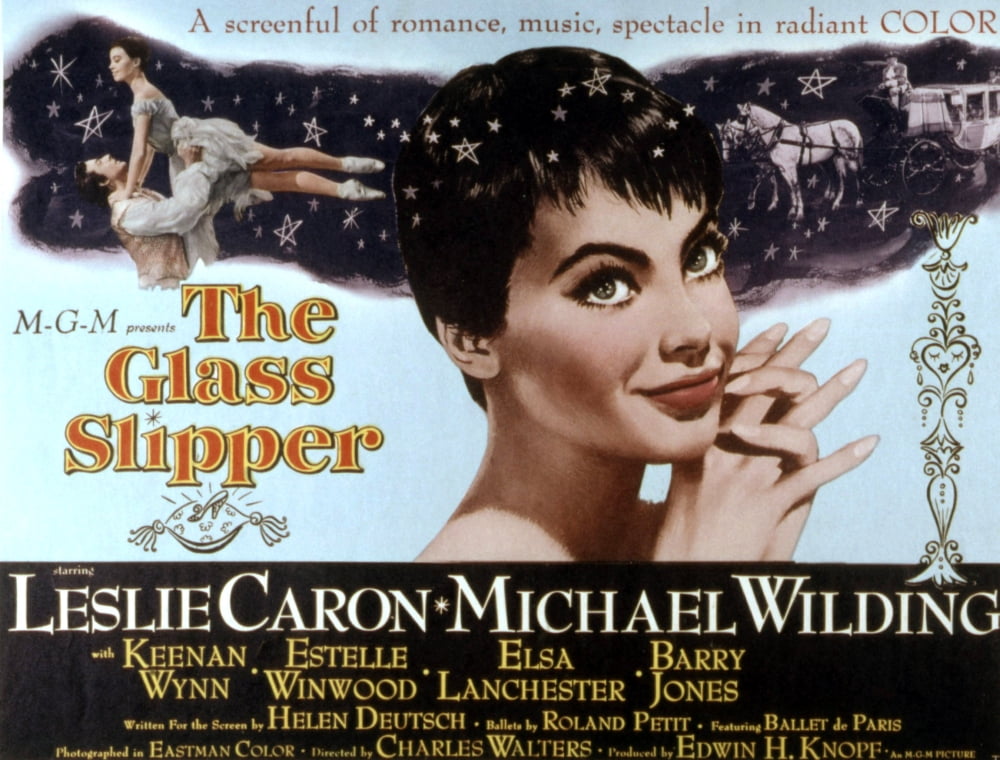 The Glass Slipper movie masterprint poster featuring Leslie Caron and Michael Wilding from the 1955 film.