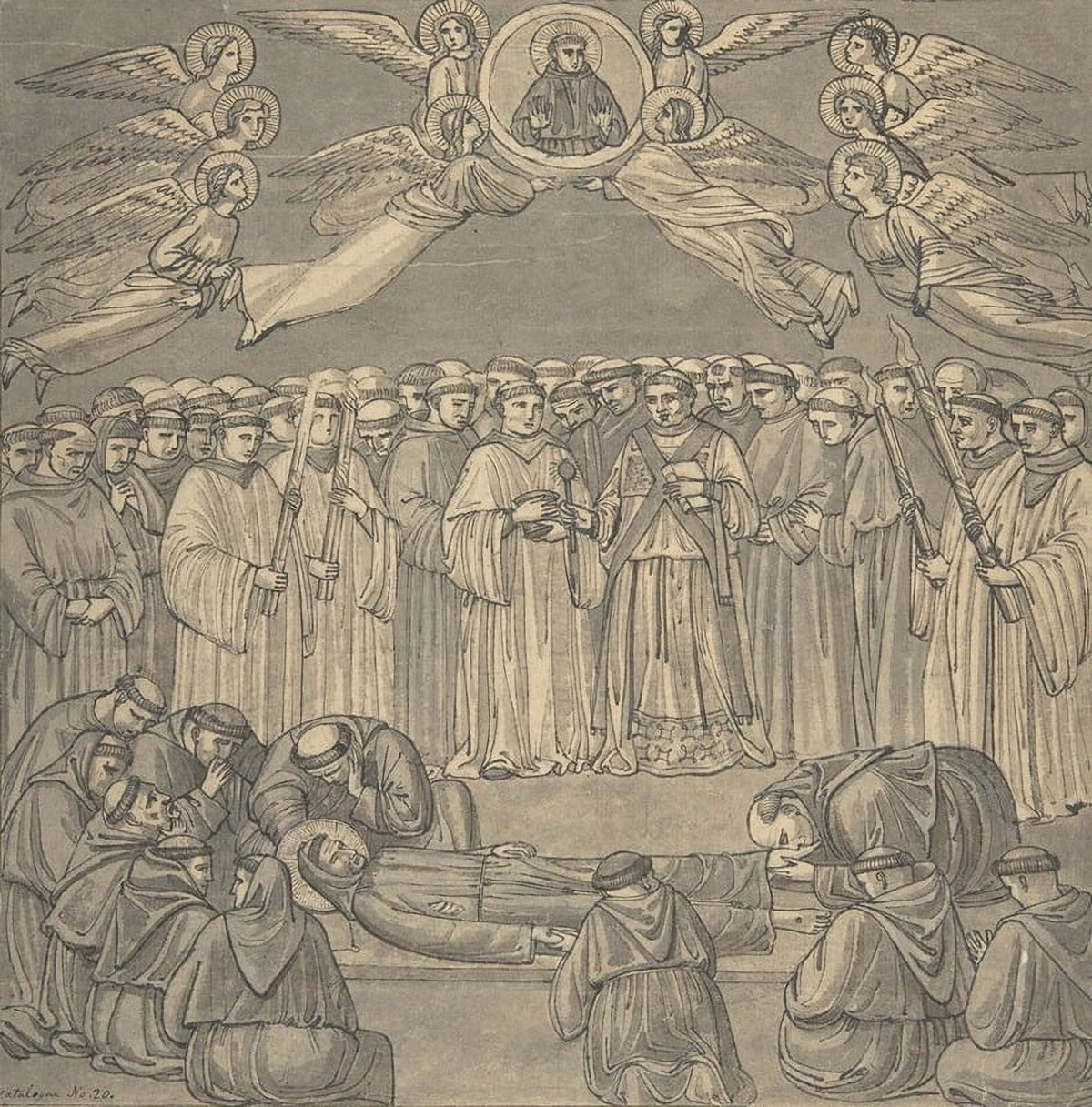 Death of St. Francis poster print after Giotto by William Young Ottley.