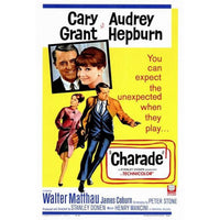 Charade Movie Poster Print in 27x40 size featuring Audrey Hepburn and Cary Grant.