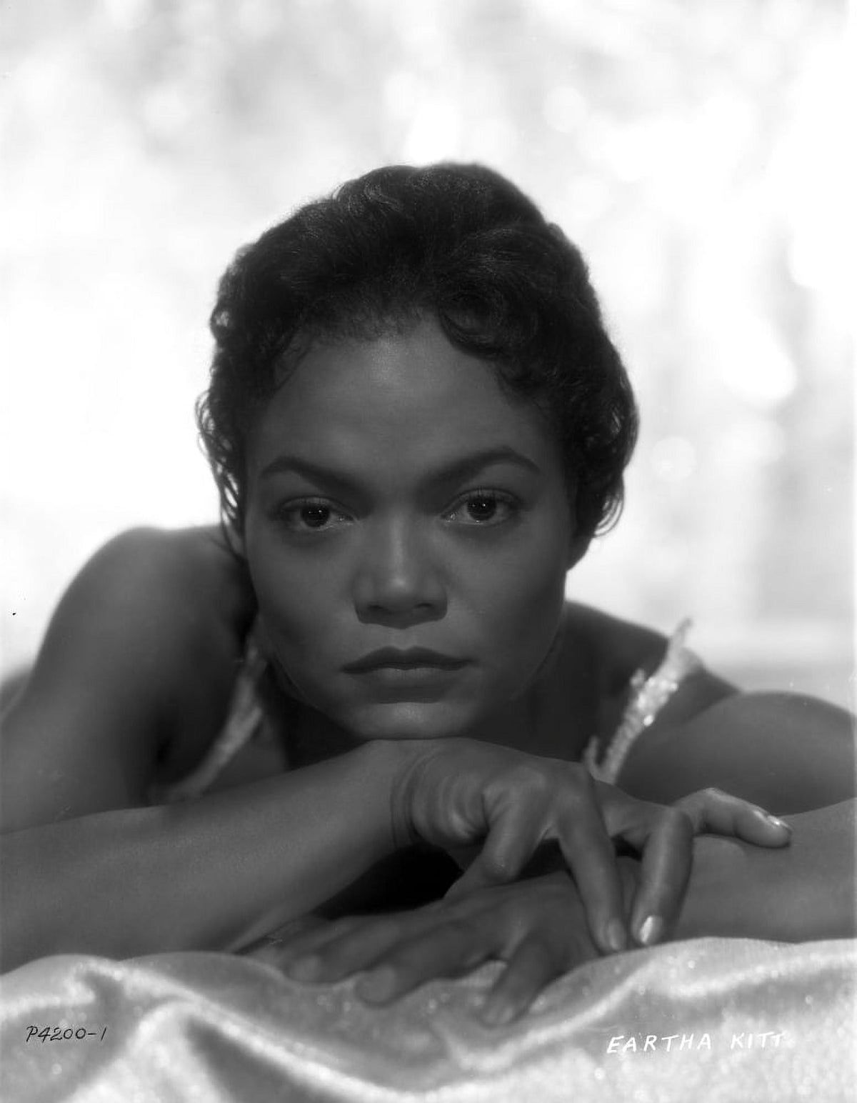 Eartha Kitt black and white photo portrait print.