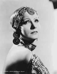 Greta Garbo photo print in a beaded backless dress, vintage Hollywood art.