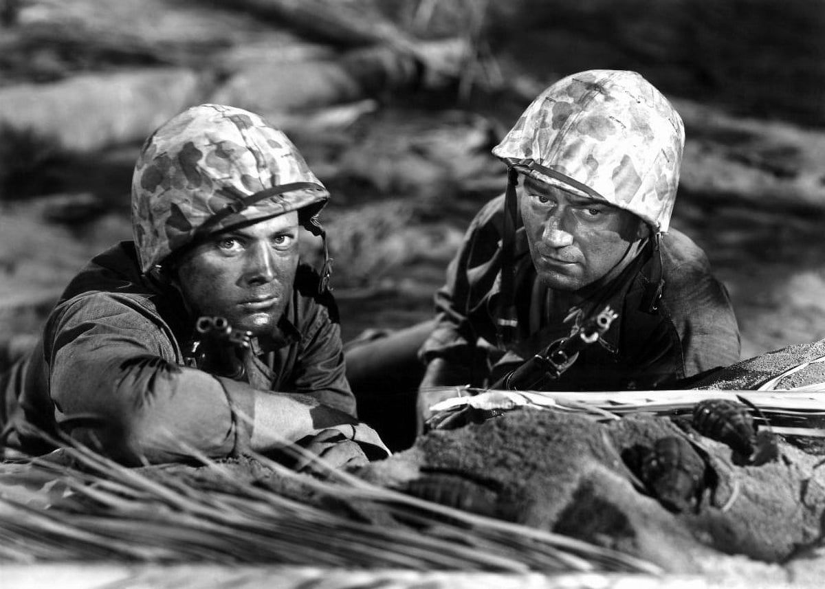 Sands of Iwo Jima photo print featuring John Wayne and John Agar
