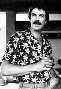 Magnum P.I. Looking Away in Floral Polo Portrait Photo Print