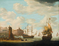 Seascape With Tall Ships Art Print by Adam Silo, depicting tall ships on the ocean.