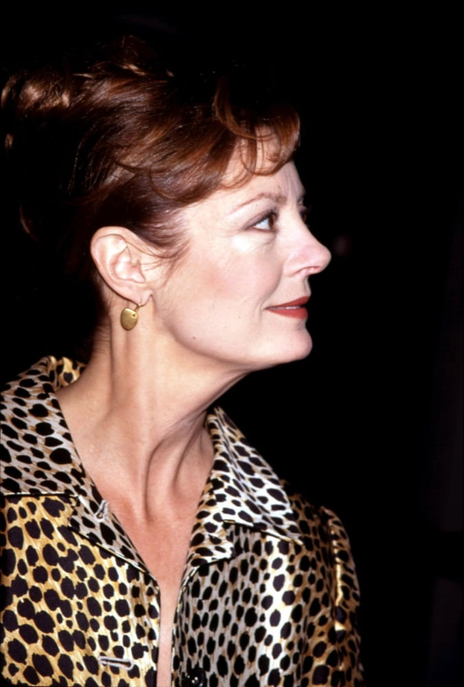Susan Sarandon celebrity poster print in Dolce & Gabbana outfit at New York premiere.