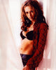 Jennifer Love Hewitt photo print in black bra and red button down shirt