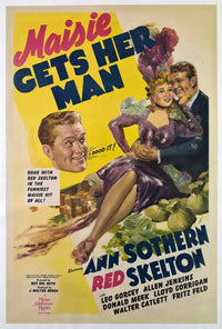 Maisie Gets Her Man movie masterprint poster featuring Ann Sothern and Red Skelton from the 1942 film.