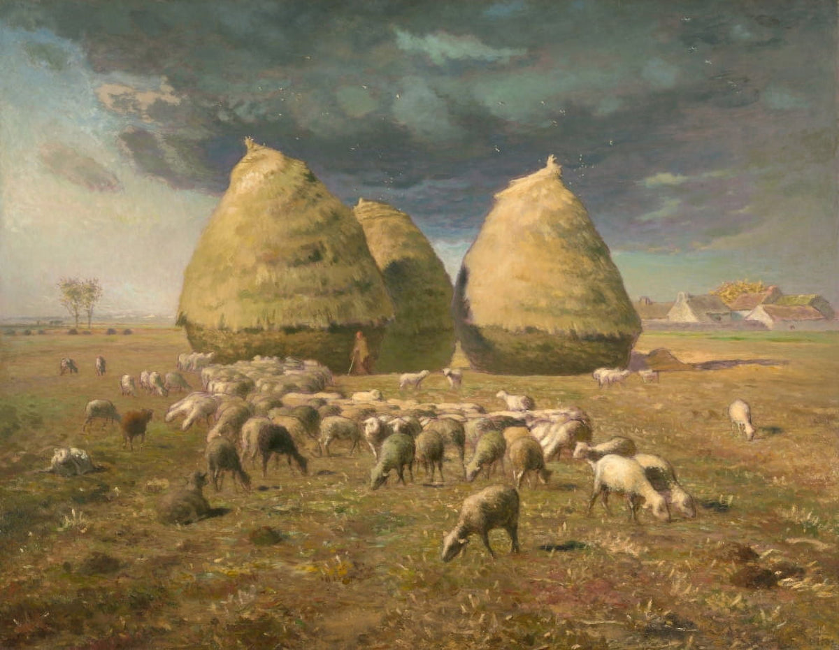 Haystacks in Autumn Fine Art Print showcasing vibrant fall colors.