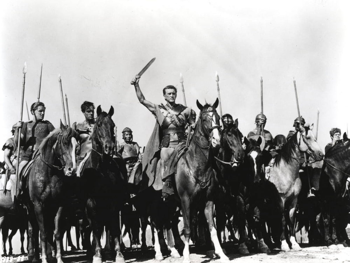 Kirk Douglas horse riding action scene photo print.