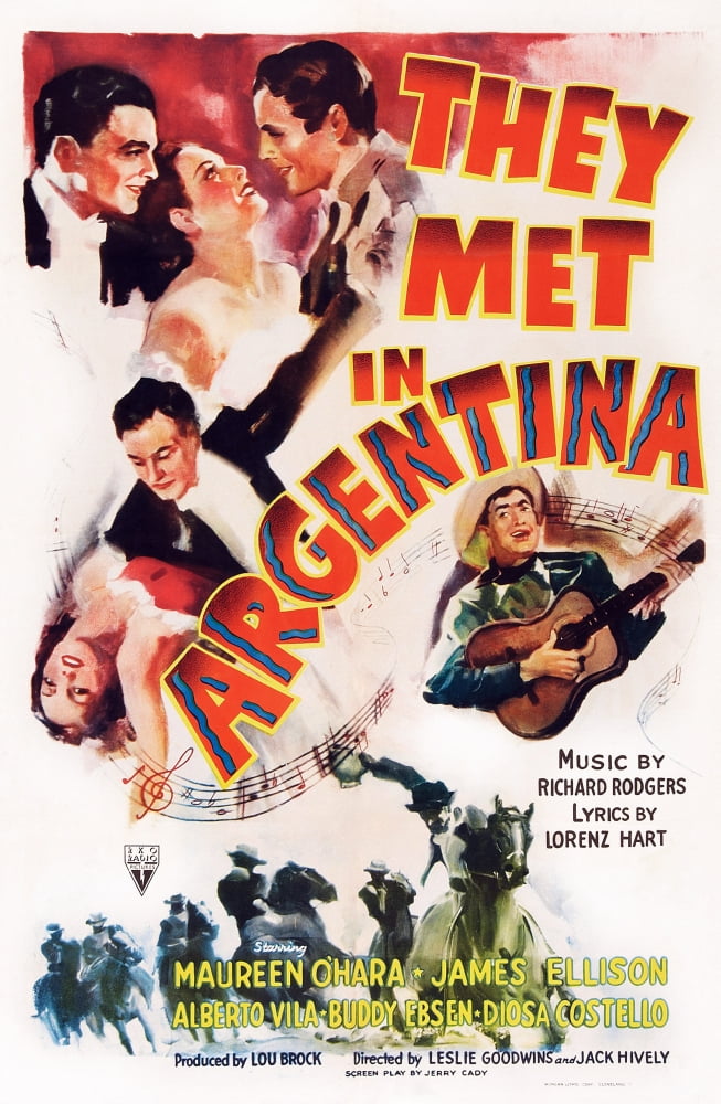 They Met in Argentina movie poster print featuring Maureen O'Hara and James Ellison.