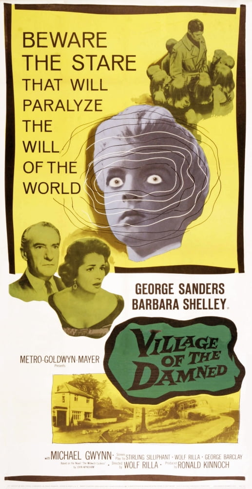 Village of the Damned movie poster print featuring George Sanders and Barbara Shelley