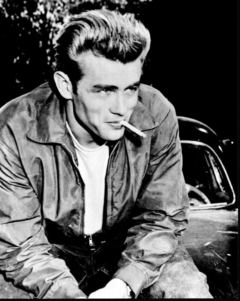 James Dean Smoking in Rebel Without a Cause Black and White Photo Print