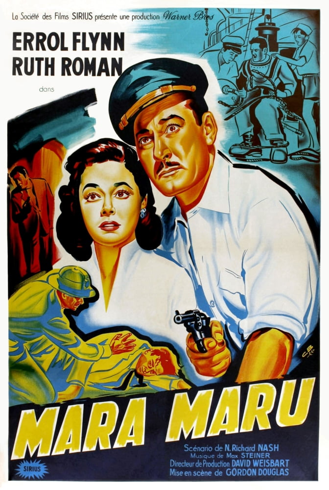 Maru Movie Masterprint poster featuring Ruth Roman and Errol Flynn from 1952.