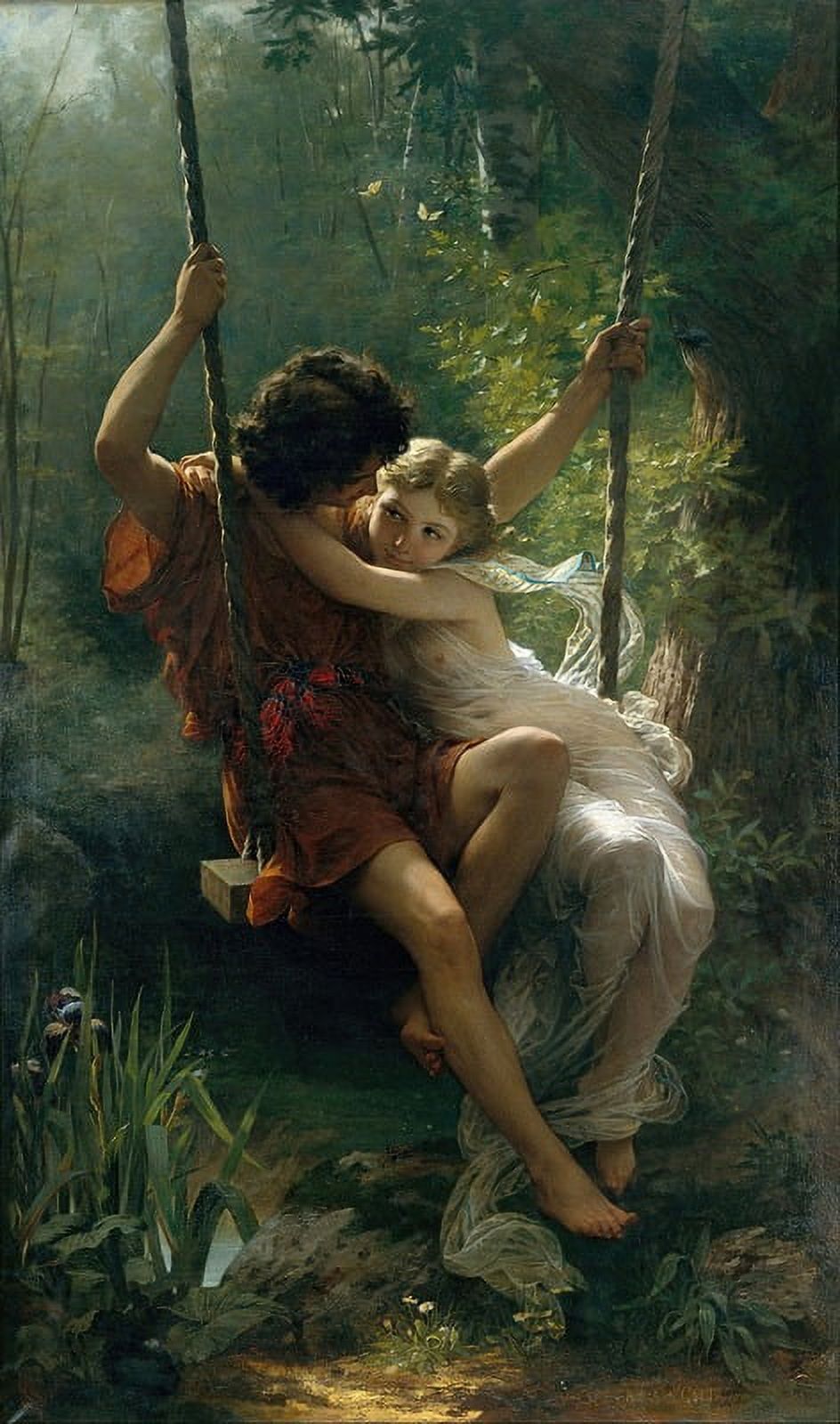 Springtime poster print by Pierre-Auguste Cot showcasing vibrant floral art.
