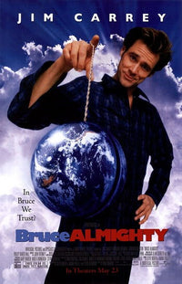 Bruce Almighty Movie Poster featuring Jim Carrey in vibrant colors.