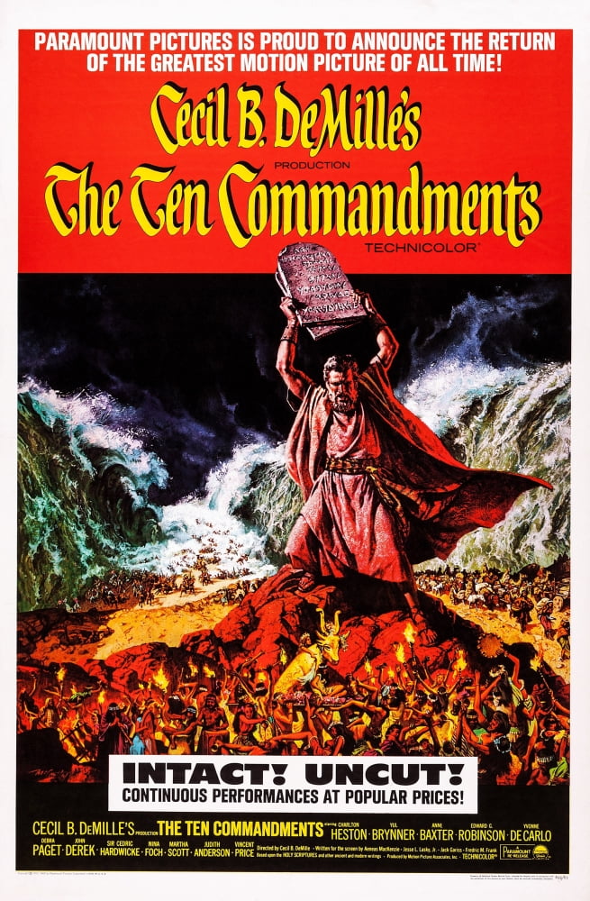 The Ten Commandments Movie Masterprint Poster featuring Charlton Heston, 1972 re-release, 11x17 size.