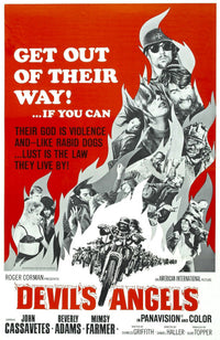 Devil's Angels movie poster print featuring Mimsy Farmer in a classic 1967 film design.