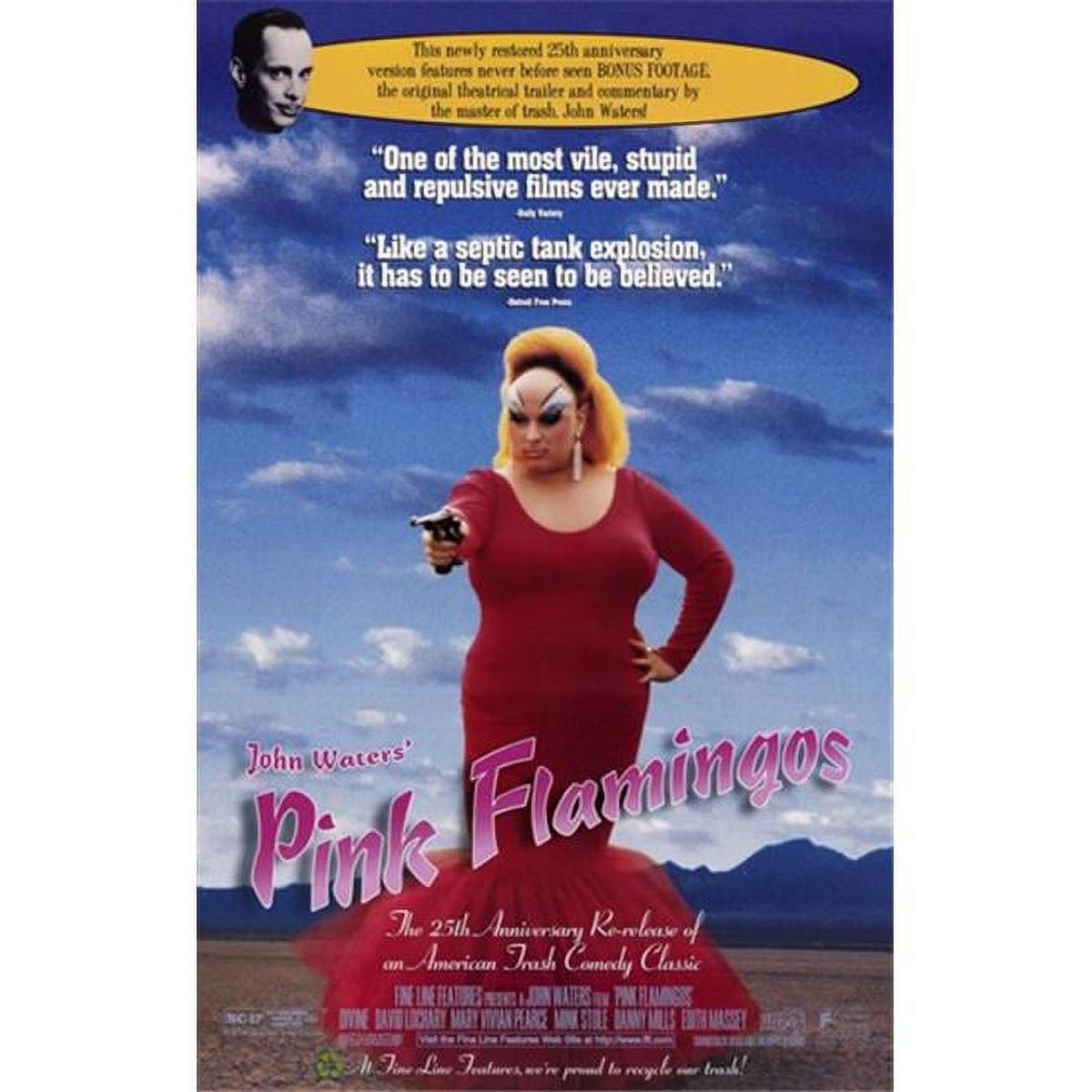 Pink Flamingos Movie Poster print - 11x17 size, vibrant colors.