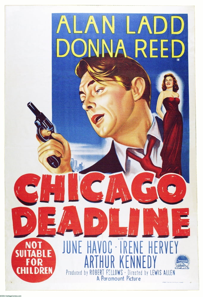 Chicago Deadline movie poster print featuring Alan Ladd and Donna Reed, 11x17 size.