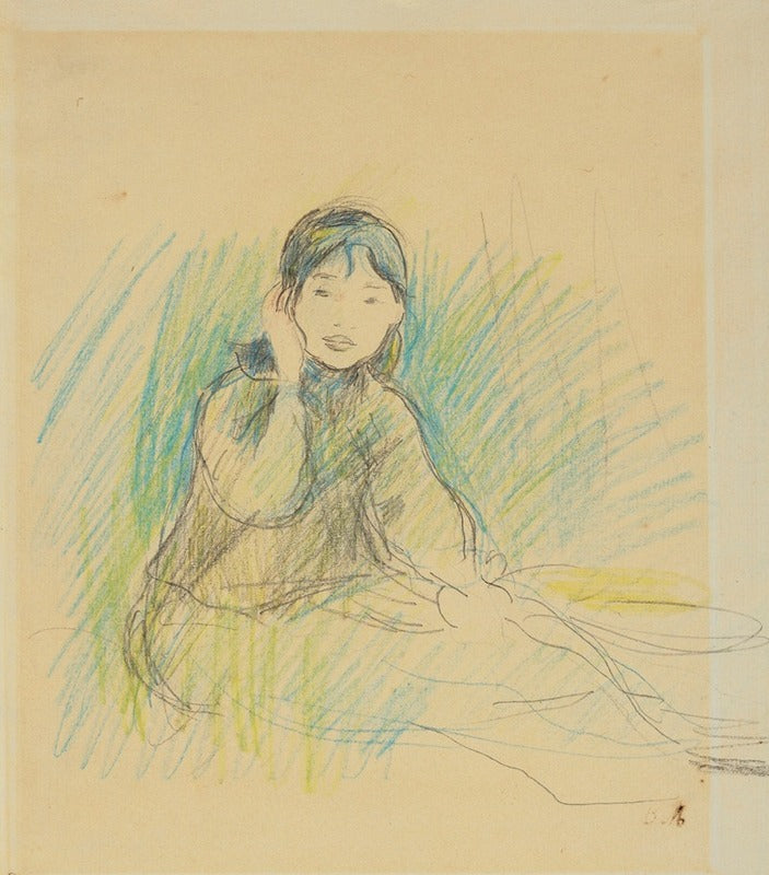 Portrait de Mademoiselle Dufour art print by Berthe Morisot, elegant impressionistic artwork