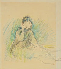 Portrait de Mademoiselle Dufour art print by Berthe Morisot, elegant impressionistic artwork