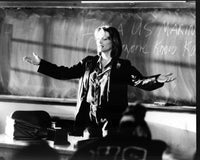 Michelle Pfeiffer black and white photo print from Dangerous Minds, arms out in front of chalkboard