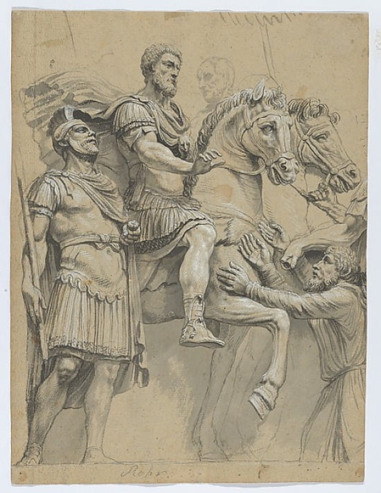 Marcus Aurelius on Horseback Antique Vase Poster Print