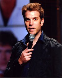 Anthony Jeselnik stand-up comedy photo print on stage with microphone.