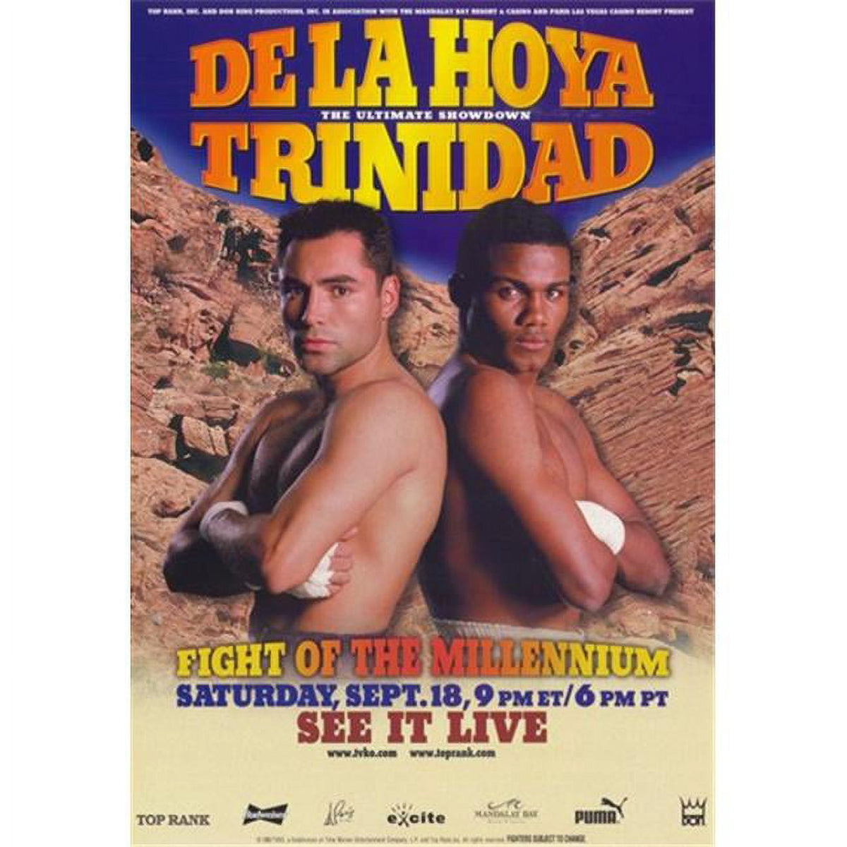 Oscar De La Hoya vs Felix Trinidad movie poster featuring iconic boxing match