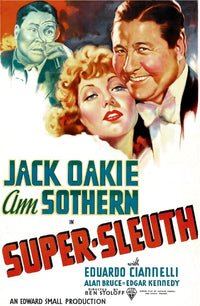 Vintage 1937 Super-Sleuth movie poster art print featuring Jack Oakie and Ann Sothern.