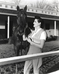 Jane Russell holding a horse - Black and White Photo Print