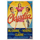 Claudia Us Top From Left Poster Print featuring Ina Claire, Dorothy McGuire, and Robert Young from 1943