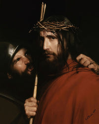 Christ with Mocking Soldier fine art print by Carl Bloch.