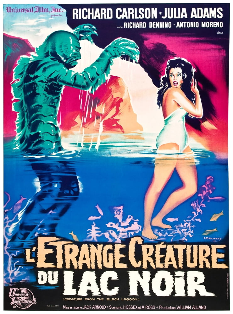 Creature from the Black Lagoon movie poster print featuring Julia, 1954 classic film.